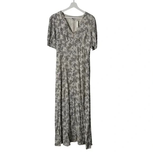 NWT‎ Madewell Puff-Sleeve V-Neck Midi Maxi Dress Harper Floral Ivory Sz 10